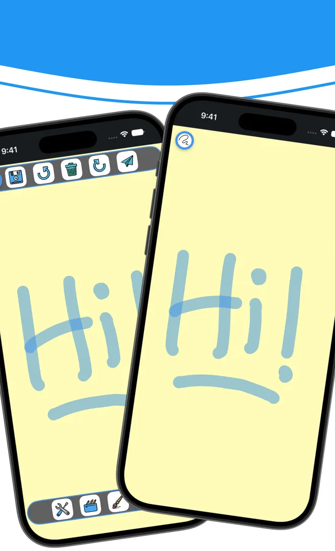 SketchPad with its toolbars shown, beside the same drawing with the interface hidden