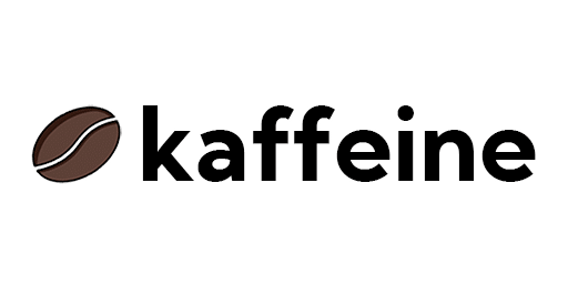 The Kaffeine logo, with the stylised coffee bean and "kaffeine" in lowercase.